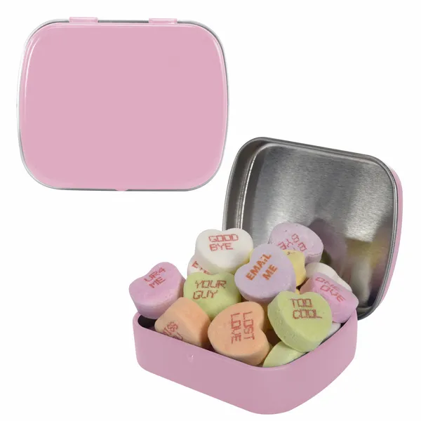 Small Mint Tin with Conversation Hearts - Custom Phone Wallets Now