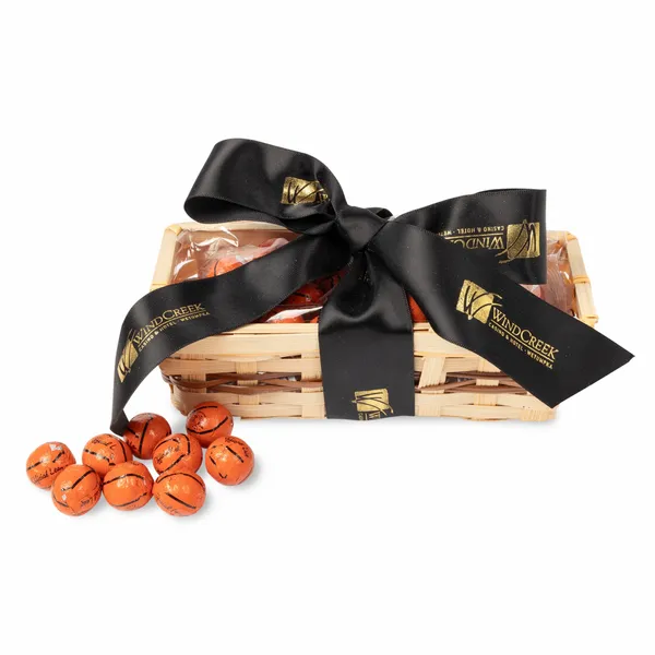 Gift Basket with Chocolate Basketballs - Custom Phone Wallets Now