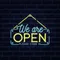 We Are Open Blue and Yellow Neon Sign - Custom Phone Wallets Now