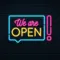 We Are Open Neon Sign - Custom Phone Wallets Now
