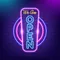 We are Open Vertical Neon Sign - Custom Phone Wallets Now