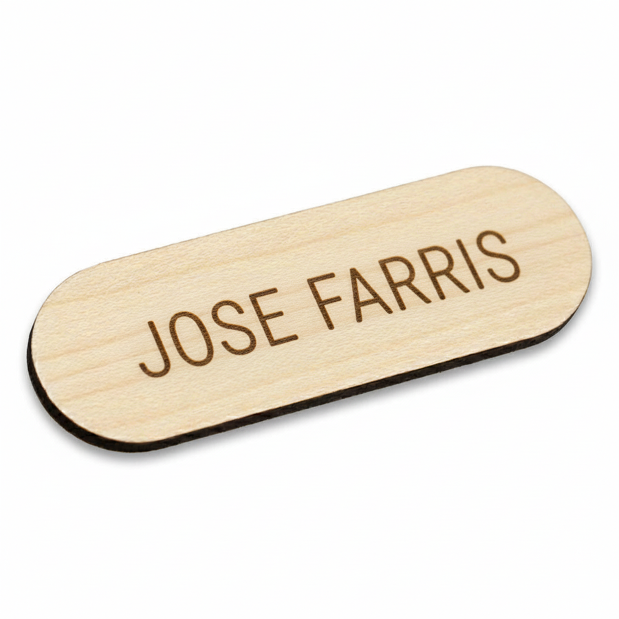 Wooden Name Badges - Custom Phone Wallets Now