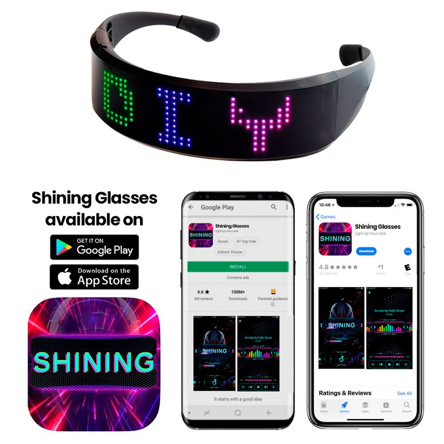 LED Light Up Glasses with Bluetooth - Custom Phone Wallets Now