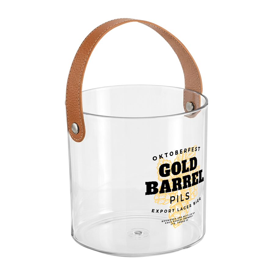 Leather-Strap Clear Drink Buckets - Custom Phone Wallets Now