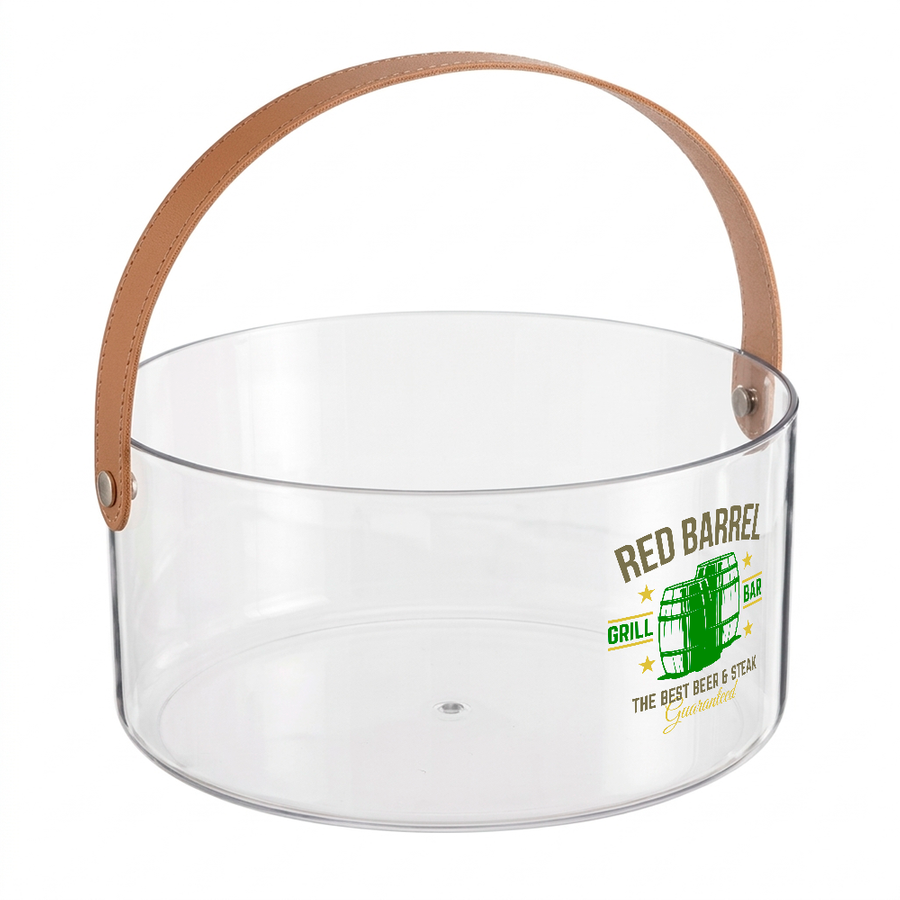 Leather-Strap Clear Drink Buckets - Custom Phone Wallets Now