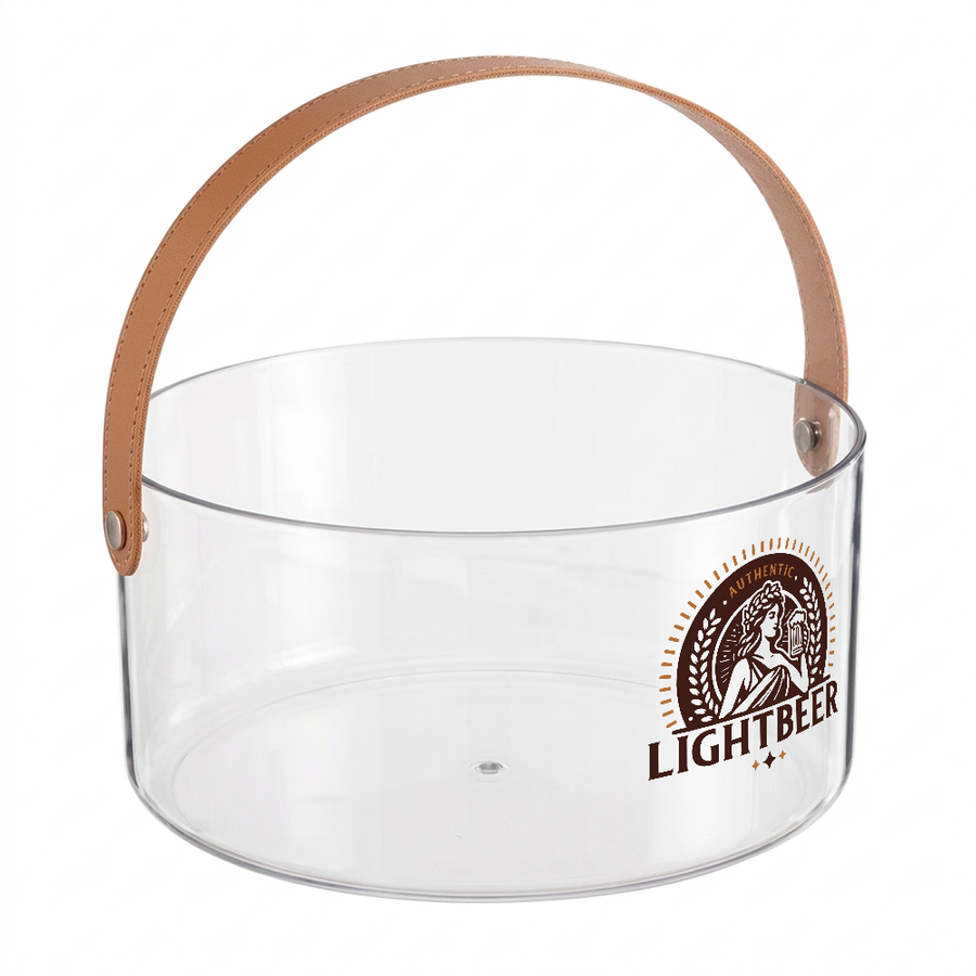 Leather-Strap Clear Drink Buckets - Custom Phone Wallets Now