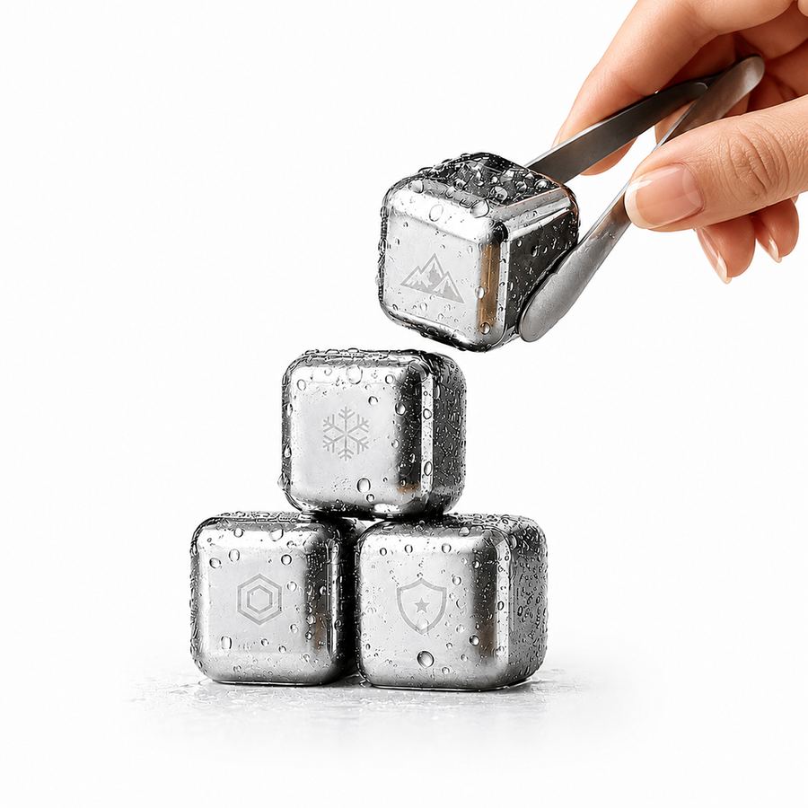 Silver Stainless Steel Ice Cubes - Custom Phone Wallets Now
