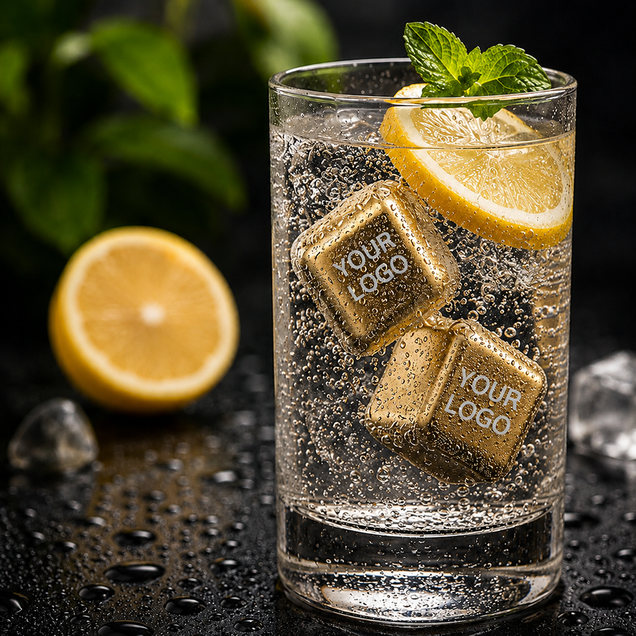 Gold Stainless Steel Ice Cubes - Custom Phone Wallets Now