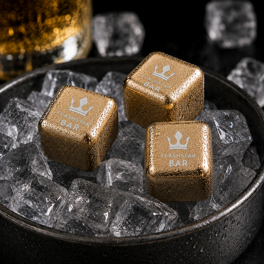 Gold Stainless Steel Ice Cubes - Custom Phone Wallets Now