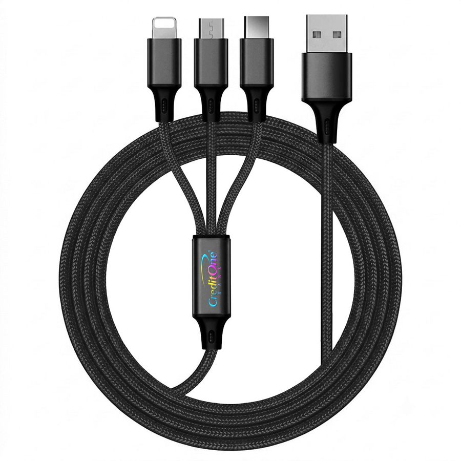 Nylon Braided 3-in-1 Charging Cables - Custom Phone Wallets Now