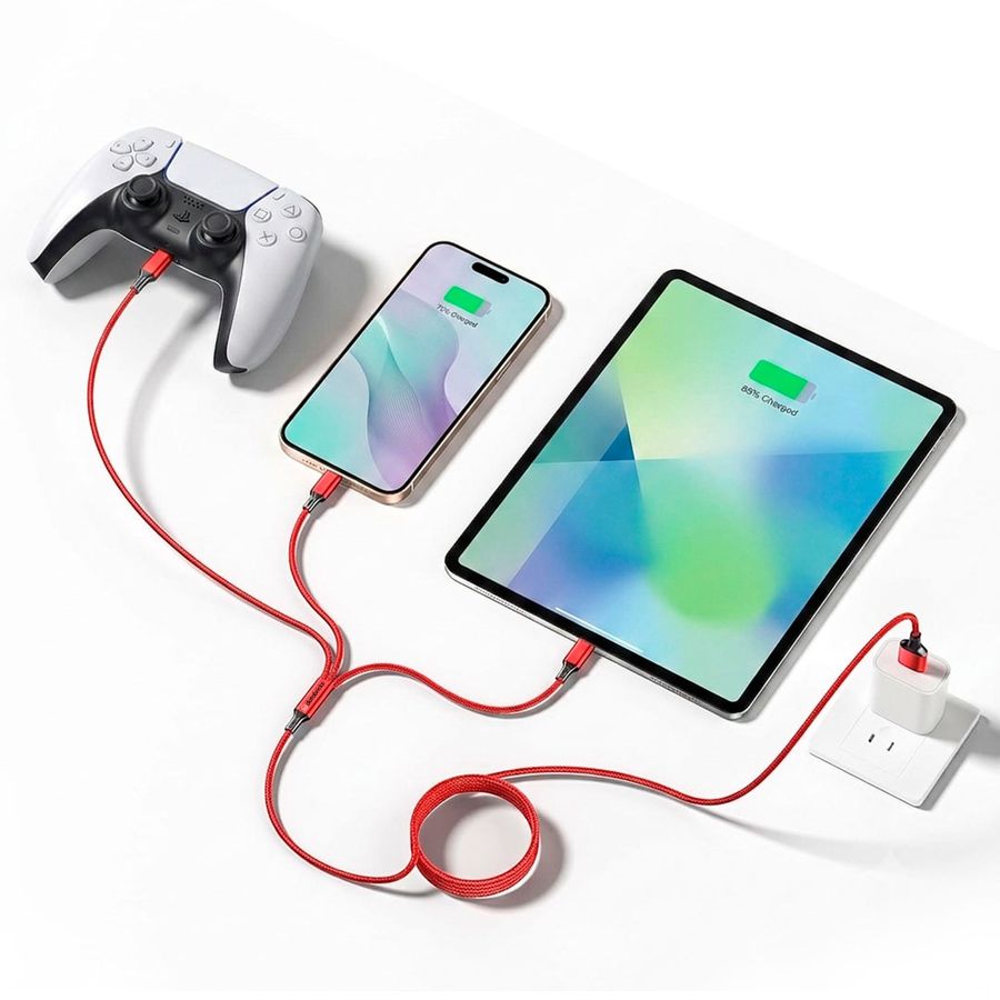 Nylon Braided 3-in-1 Charging Cables - Custom Phone Wallets Now