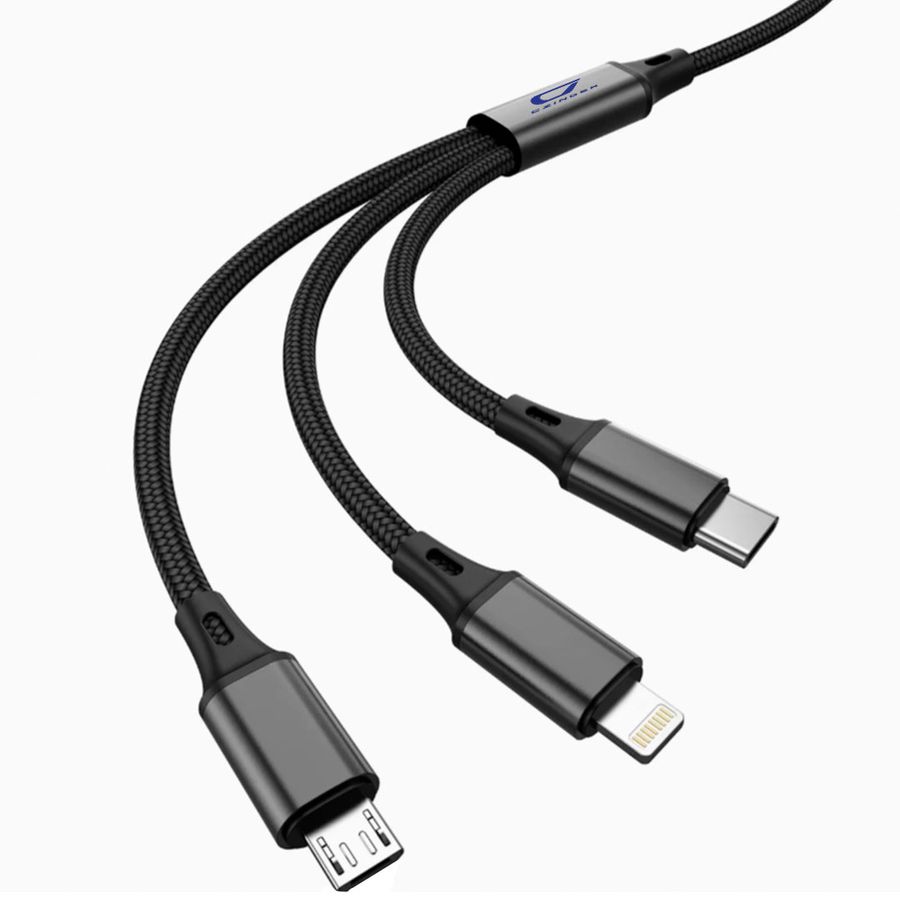 Nylon Braided 3-in-1 Charging Cables - Custom Phone Wallets Now