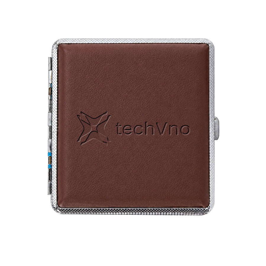 Leather Grain Metal Cigarette Cases - Custom Phone Wallets Now