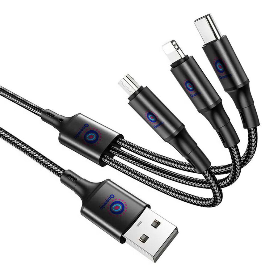 Nylon Braided 3-in-1 Charging Cables - Custom Phone Wallets Now